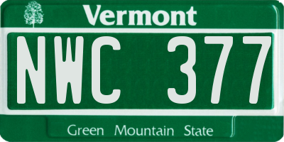VT license plate NWC377