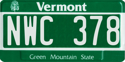 VT license plate NWC378