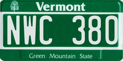 VT license plate NWC380