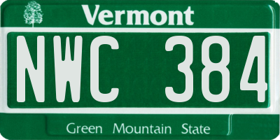 VT license plate NWC384