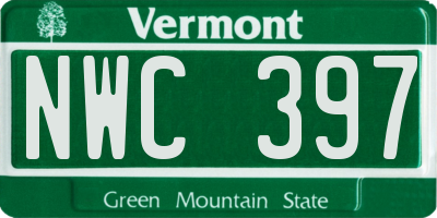 VT license plate NWC397