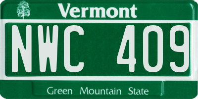 VT license plate NWC409