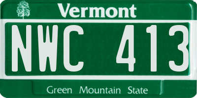 VT license plate NWC413