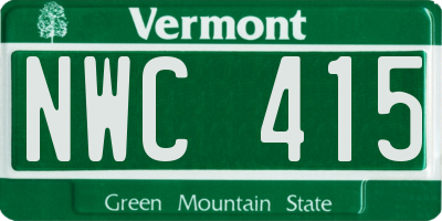 VT license plate NWC415
