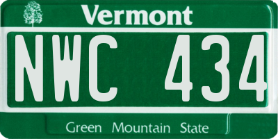 VT license plate NWC434