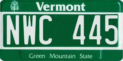 VT license plate NWC445