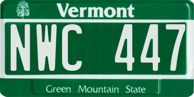 VT license plate NWC447
