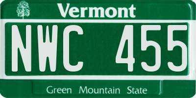 VT license plate NWC455