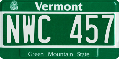VT license plate NWC457