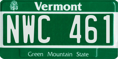 VT license plate NWC461