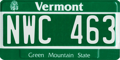 VT license plate NWC463