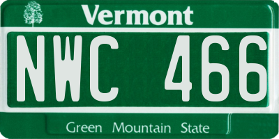 VT license plate NWC466