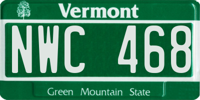 VT license plate NWC468