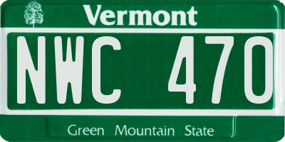VT license plate NWC470
