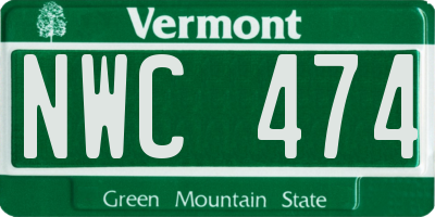 VT license plate NWC474