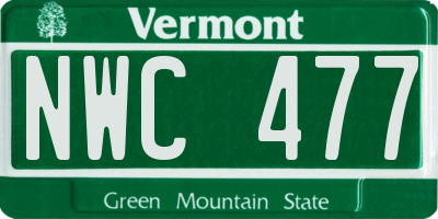 VT license plate NWC477