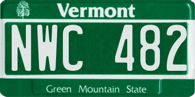 VT license plate NWC482