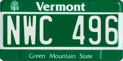 VT license plate NWC496
