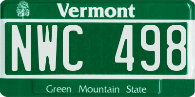 VT license plate NWC498