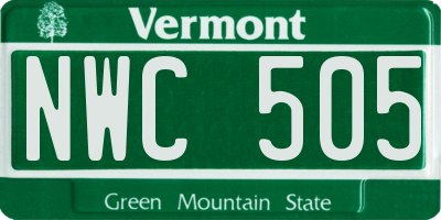 VT license plate NWC505
