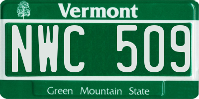 VT license plate NWC509