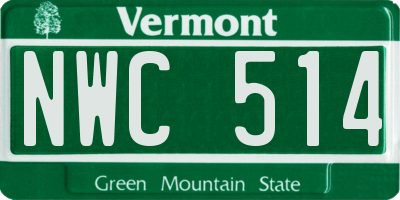 VT license plate NWC514