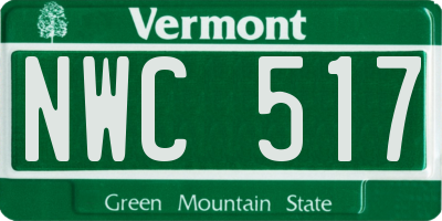 VT license plate NWC517