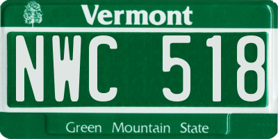 VT license plate NWC518