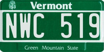 VT license plate NWC519