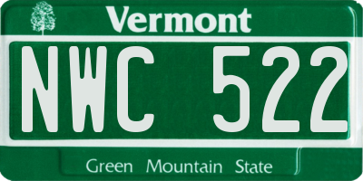 VT license plate NWC522