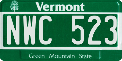 VT license plate NWC523