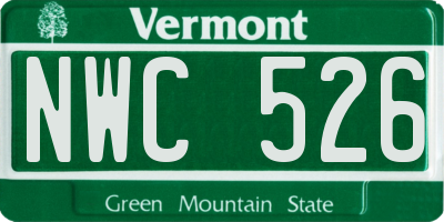 VT license plate NWC526
