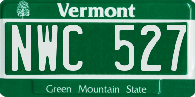 VT license plate NWC527