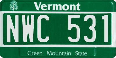 VT license plate NWC531