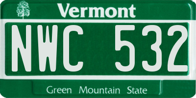 VT license plate NWC532