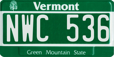 VT license plate NWC536