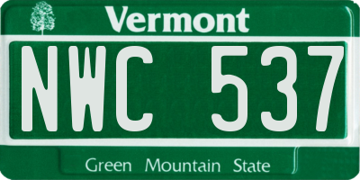 VT license plate NWC537