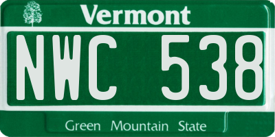 VT license plate NWC538