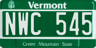 VT license plate NWC545