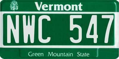 VT license plate NWC547