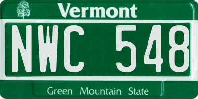 VT license plate NWC548