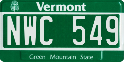 VT license plate NWC549