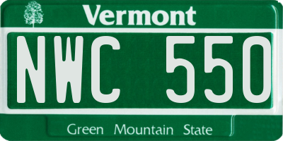 VT license plate NWC550