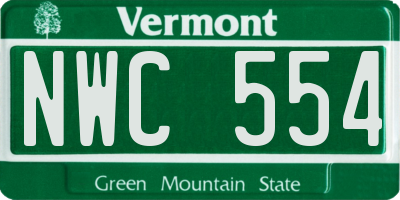 VT license plate NWC554