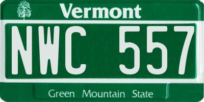VT license plate NWC557