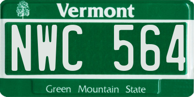 VT license plate NWC564