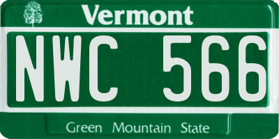 VT license plate NWC566