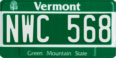 VT license plate NWC568