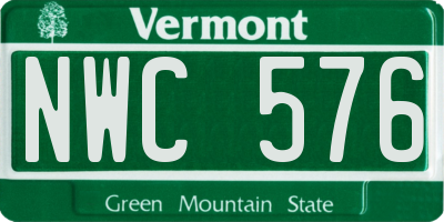 VT license plate NWC576