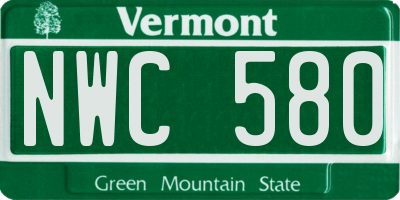 VT license plate NWC580